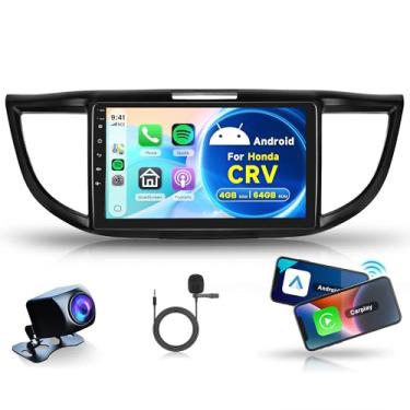 Imagem de Rádio automotivo 2G + 64G Rimoody Android para Honda CRV 2012 2013 2014 2015 2016, carro, estéreo, sem fio, Carplay, Android, Auto, tela sensível ao toque de 9 polegadas, conexão espelhada, Bluetooth