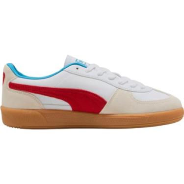 Imagem de PUMA Tênis unissex Palermo, Branco/vermelho para todos os tempos, 10.5