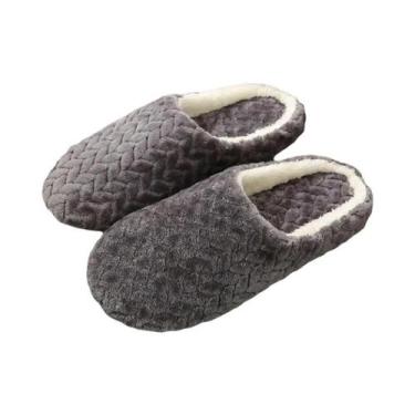 Imagem de Chinelos De Inverno Femininos De Pelúcia Com Estampa De Gato, Antiderr