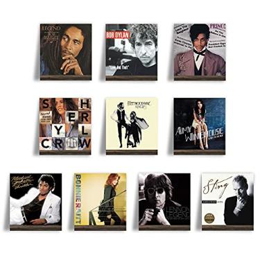 Imagem de Ilyapa Suporte de parede para prateleira de disco de vinil de madeira, pacote com 10 – Suporte para álbum de gravação expresso exiba seu LP