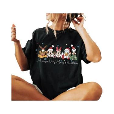 Imagem de Camiseta Unissex Oversized Disney Mickey Mouse Verão 2025 Natal Famíli