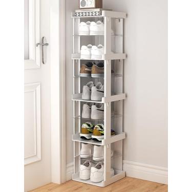 Imagem de SGeneE Sapateira de combinação livre de empilhamento, armário de sapatos de espaço estreito prateleiras verticais de plástico, armazenamento de sapatos, organizador de sapatos empilhável, fácil