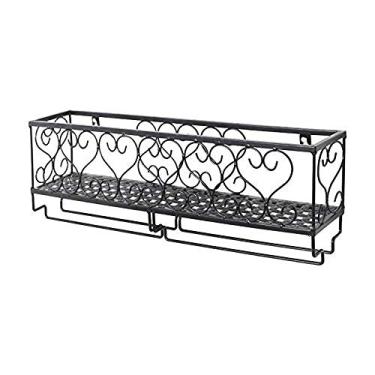 Imagem de Rack de vinho montado na parede rack de vinho suporte de garrafa de vidro organizador de decoração de cozinha para casa garrafa de vidro para despensa de cozinha adega (cor: preto tamanho: 6 garrafas