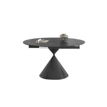 Imagem de Mesa de jantar dobrável de ardósia quadrada a redonda simples apartamento pequeno preto multifuncional mesa de jantar giratória moderna mesa de cozinha