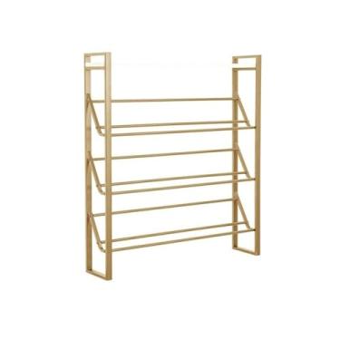 Imagem de Organizador de sapatos estreito, organizador de sapatos de 4 camadas, prateleira de armazenamento de sapatos de metal dourado que economiza espaço para entrada, corredor, sapateira de sala de estar