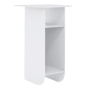 Imagem de Mesa de cabeceira de armazenamento aberta de aço carbono para espaços pequenos, mesa de canto estreita, prateleira de estudo, prateleira de cabeceira