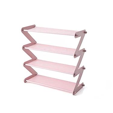 Imagem de Prateleira de sapatos, multifuncional, multicamadas, aço inoxidável, prateleira, decorativa, livros, diversos, armazenamento, dormitório, suporte, organizador de sapatos (cor: azul) (rosa)