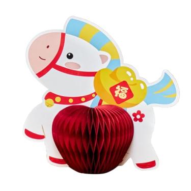 Imagem de Fancyes Centro de mesa em forma de favo de mel com cavalo, enfeite leve para decoração de primavera, ideal para mesas, prateleiras e escritórios, 20cmx18cm