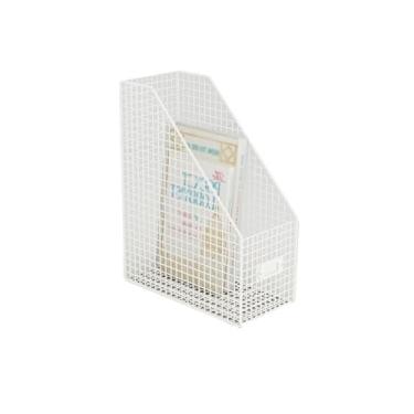 Imagem de Escritório Porta-arquivos de revistas, organizador metal para mesa, prateleiras, suporte vertical para livros escritório Organizador de mesa(Branco)