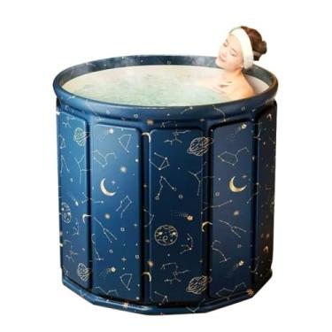 Imagem de Banheira Dobrável Portátil de Ofurô para Adultos - 70cm 254L, com Drenagem Rápida, Ideal para Relaxamento em Casa (Lua)
