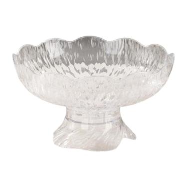 Imagem de KiBcsLic Fruteira de pedestal com de drenagem, peça central multifuncional, bandeja para frutas e petiscos, ideal para sala de estar e sala de jantar, Transparente