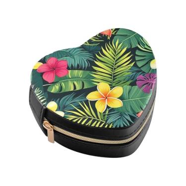 Imagem de Burbuja Mini caixa de joias em forma de coração com flores coloridas para mulheres e meninas, estojo portátil organizador de armazenamento para brincos, anéis, colares e pulseiras