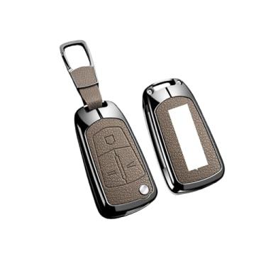 Imagem de Capa para chave remota de couro de liga de zinco para carro compatível com Opel/Astra JH/Corsa/Insignia/Mokka/Zafira/Meriva Acessor de chaveiro protetor(B Light Brown 1)