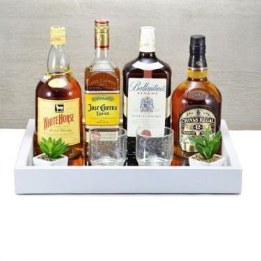 Imagem de Bandeja -G TRADICIONAL- Espelhada Pés Silicone Madeira cor BRANCA 33x4