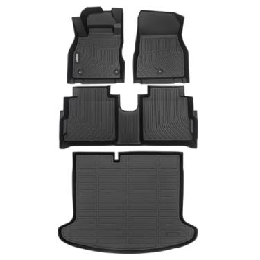 Imagem de GINOWY - Tapetes de chão e forro de carga para Nissan Kicks 2018-2024, TPE All Weather 2024 Kicks Tapetes de chão de carro, tapete antiderrapante para porta-malas Kicks acessórios preto
