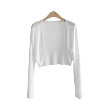 Imagem de Cardigã Feminino Y2K Cropped De Manga Curta Estilo Coreano Blusa De Ma