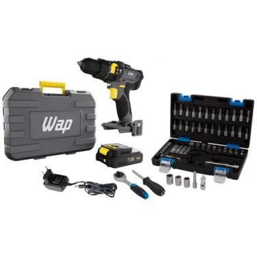 Imagem de Kit Furadeira e Parafusadeira WAP a Bateria  - K21 ID01 + Jogo de Soqu