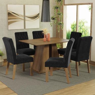 Imagem de Conjunto Sala De Jantar Mesa Tampo De Madeira 6 Cadeiras Rustic-oxford Fabiana Madesa Rustic-oxford