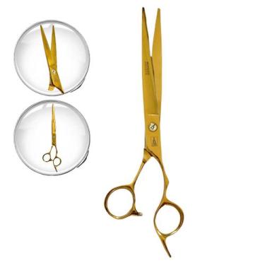Imagem de Tesoura Para Cortar Cabelo Mofashi Fio Laser 7.0 Polegadas, Dourado