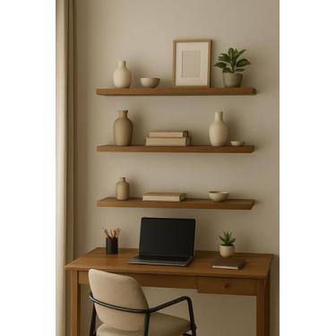 Imagem de Kit 1 Prateleiras Amadeirada 25x10 para Sala e Quarto Organização e De