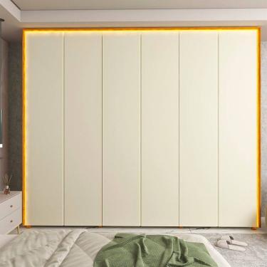 Imagem de Guarda-roupa Casal 6 Portas com Led com Pés 100% Mdf Lumina Naturale/Off White