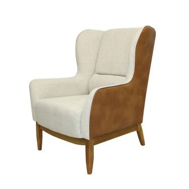 Imagem de Poltrona para Sala de Estar Base em Madeira Milena Camel / Bege