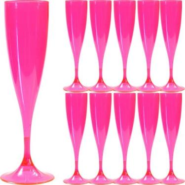 Imagem de 12 Taça Champanhe Rosa Neon Acrilica 170Ml Alta Qualidade - Jlk Plasti