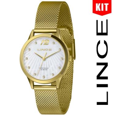Imagem de Relógio Lince Kit Feminino Listras Prata Lrgh210l34 K09xs2kx