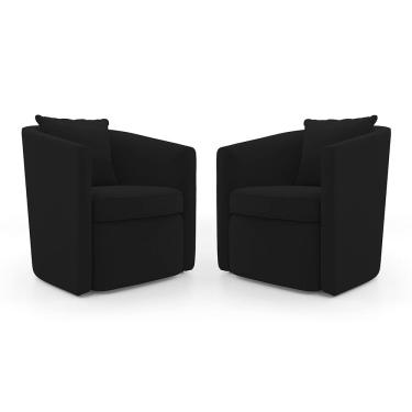 Imagem de Kit 02 Poltronas Decorativas Sala de Estar Aimê Veludo Preto - Abmaza
