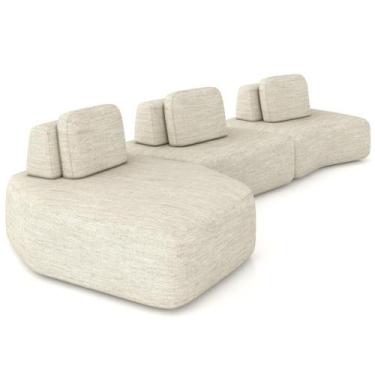 Imagem de Sofá Ilha Modular Para Sala Living Orgânico 480cm Angra K01 Linho Cham