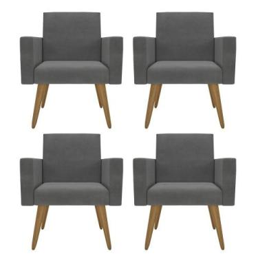 Imagem de Kit 4 Cadeira Para Recepção Barbearia Sala De Espera Lina - Móveis Maf