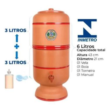 Imagem de Filtro De Barro Completo (3L+3L)Total 6L vela Bóia torneira - GENÉRICO