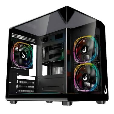 Imagem de Gabinete Gamer Rise Mode Galaxy Full Glass X Mini S/Fan S/Fonte Vidro Temperado USB 3.0 Preto - RM-CA-FGXN-B