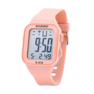 Imagem de Relógio Feminino Digital Rosa Esportivo LED Silicone - Genérico