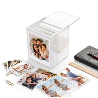 Imagem de DARCKLE Mini moldura Polaroid e caixa de armazenamento de fotos, moldura Instax de 10 x 8,5 cm, com capa magnética deslizante para Polaroid i-Type/600/SX-70 Film/Instax Mini, livro de convidados de