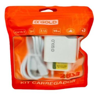 Imagem de Carregador Turbo Usb Tipo C 15w Cor Branco CA19-3 - A'Gold