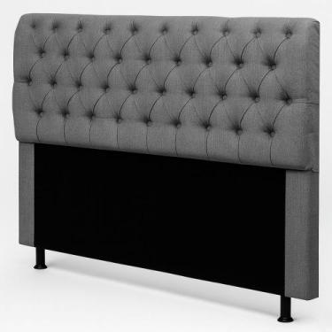 Imagem de Cabeceira Cama Box King Size Sarah 195cm com Frame Linho Cinza - Desk 