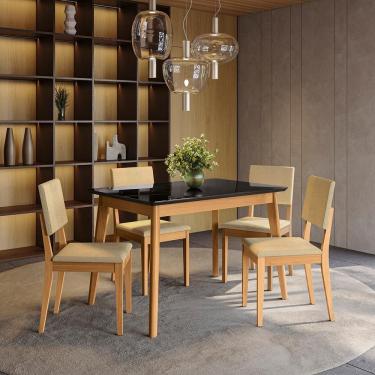 Imagem de Conjunto Sala De Jantar Nara Kappesberg Em Madeira Maciça Com 4 Cadeiras