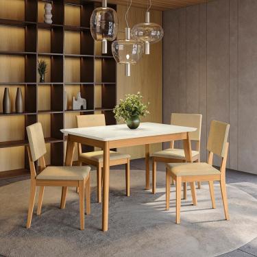 Imagem de Conjunto Sala De Jantar Nara Kappesberg Em Madeira Maciça Com 4 Cadeiras
