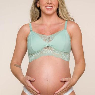 Imagem de Sutiã de amamentação em microfibra e renda - Jackie lingerie, Verde, 4