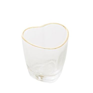 Imagem de Copo de Shot de Vidro Coração com Borda Dourada 50ml - Lyor