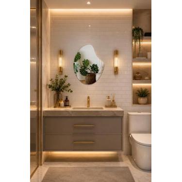 Imagem de Espelho decorativo orgânico 40cmx30cm moderno luxo sala quarto banheir