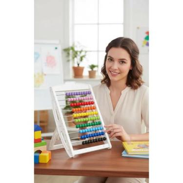 Imagem de 2x Ábaco Infantil Didático Plástico Branco Ensino Lógica - Congratulat