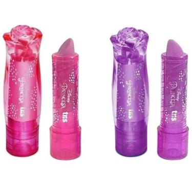 Imagem de Borracha Retrátil Princesas Disney em Formato de Batom Rosa/Roxo - Tri