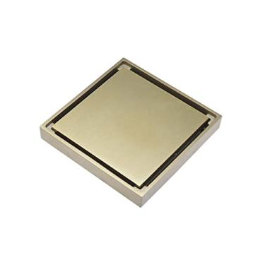 Imagem de Cobre lat?o quadrado banheiro chuveiro piso ralo ladrilho filtro de ¨¢gua invis¨ªvel preto ouro cromo n¨ªquel escovado, ouro
