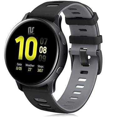 Imagem de Pulseira Nandos-Store compatível com Samsung Galaxy Watch 42mm / Active and Gear S2 (Preto com cinza)