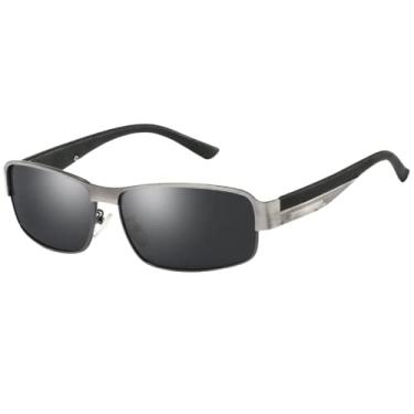 Imagem de Óculos de Sol Masculino Polarizado Quadrado UV400 Lente Polarizada (Metal-Preto)