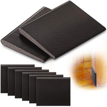 Imagem de Vedações autoadesivas de canto de porta de 6 peças, rolha de rascunho para decapagem de clima, espuma de canto de vedação de moldura de porta para proteção do clima, para isolamento de ruído (marrom)