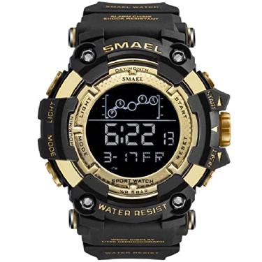 Imagem de Relógio Digital Esportivo SMAEL 1802 Preto Dourado A Prova d´água Pulseira de Silicone