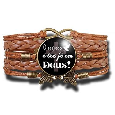 Imagem de Pulseira Feminina Cristã "O Segredo é ter Fé em Deus" Ajustável
